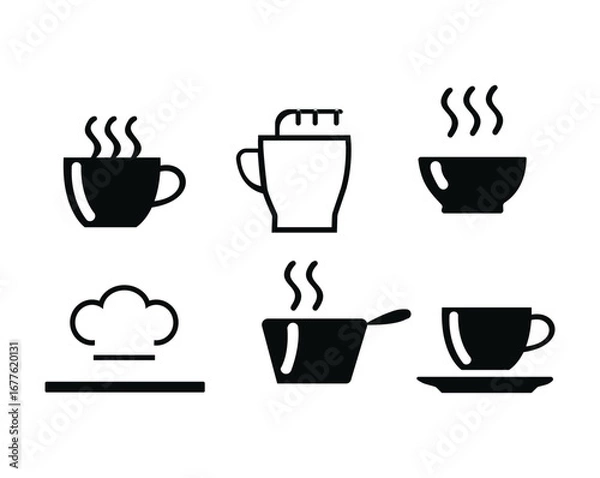 Fototapeta Coffee, Tea, and Kitchen Icon Set – Vector Illustration
