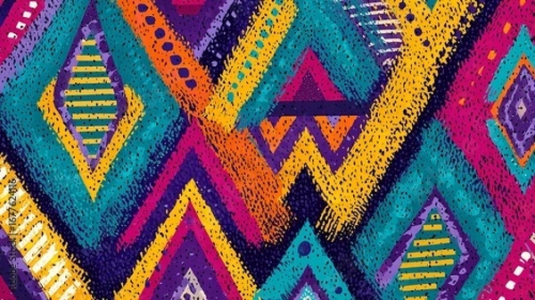Fototapeta Abstract geometric pattern design with modern shapes and symmetry.