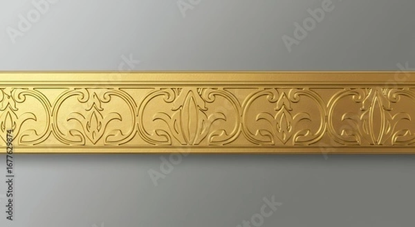 Obraz Golden decorative floral border design