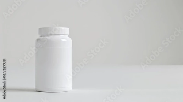 Obraz Blank White Supplement Bottle on Neutral Background