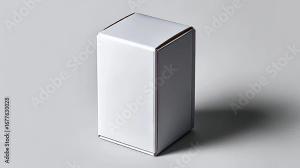 Obraz Minimalist White Cardboard Box on Gray Background