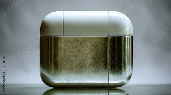 Obraz Elegant Metallic Earbud Case on Reflective Surface