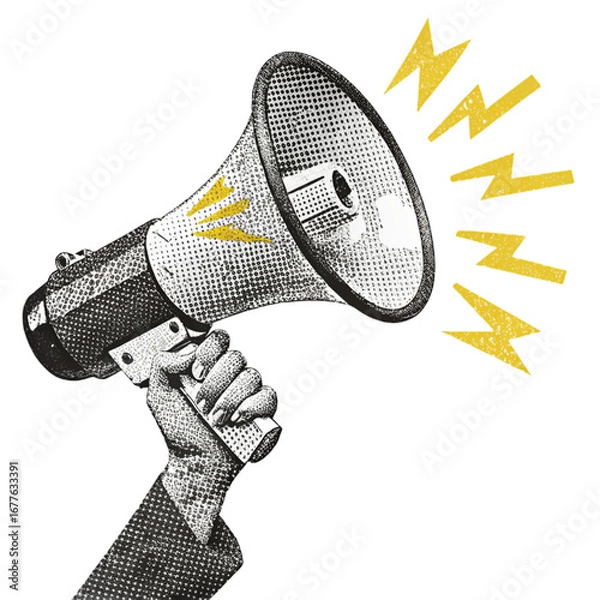 Fototapeta halftone megaphone isolated on transparent