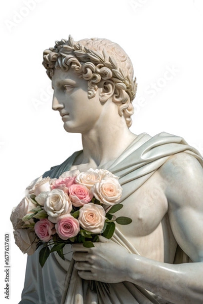 Fototapeta david statue with flower isolated on transparent