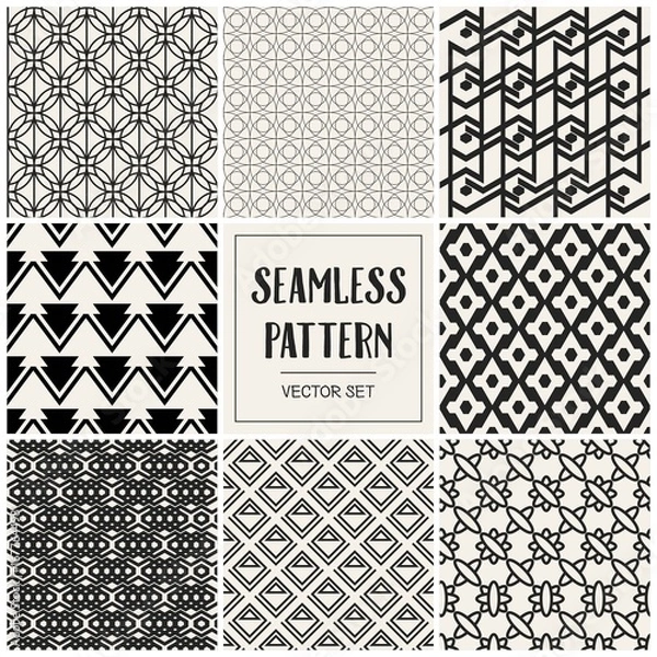 Fototapeta Abstract concept vector monochrome geometric pattern. Black and white minimal background. Creative illustration template. Seamless stylish texture. For wallpaper, surface, web design, textile, decor.