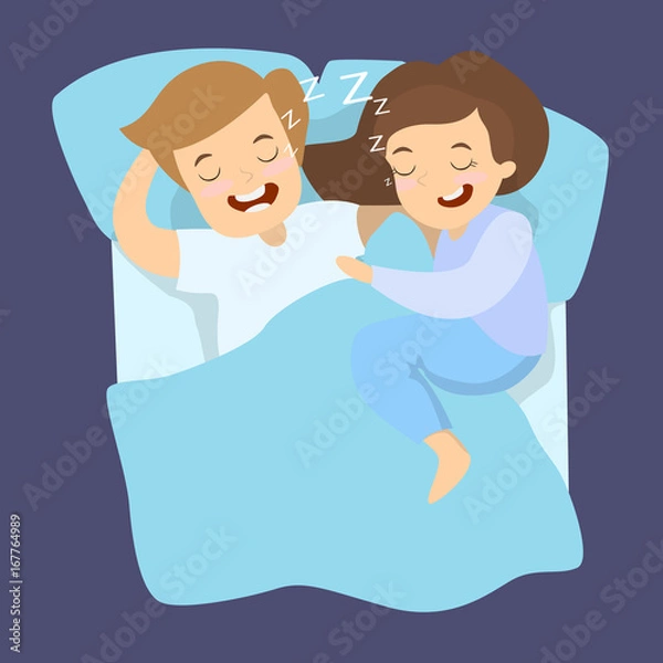 Fototapeta Sleeping snoring couple.