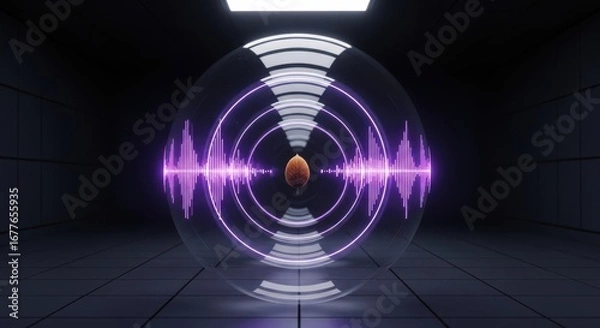 Fototapeta Futuristic energy shields protecting a single seed of hope