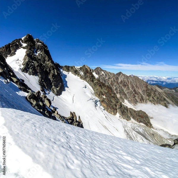Obraz High mountain snow-capped peaks