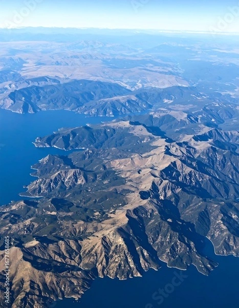 Obraz High-altitude view of mountains and a lake