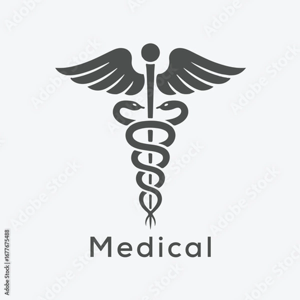 Obraz Caduceus medical symbol vector with editable stroke.	