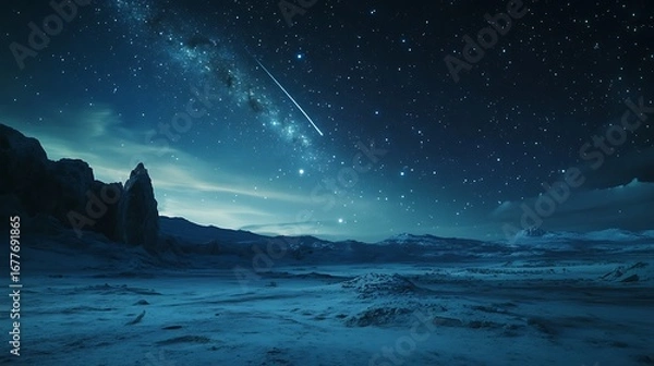 Fototapeta Telescope aimed at beautiful starfield filled with shimmering galaxies high resolution picture