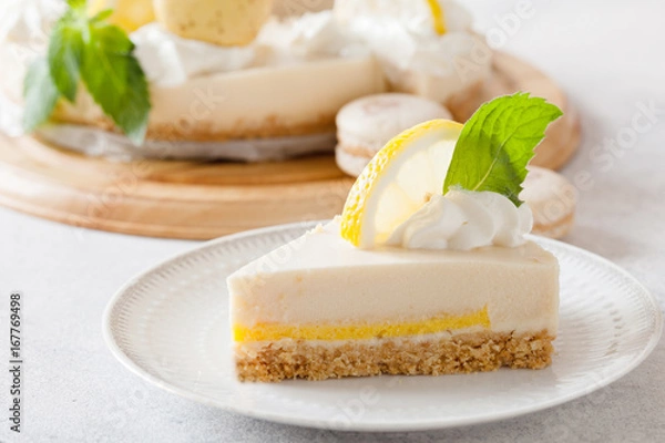 Fototapeta Vanilla Cheese Cake with lemon filling