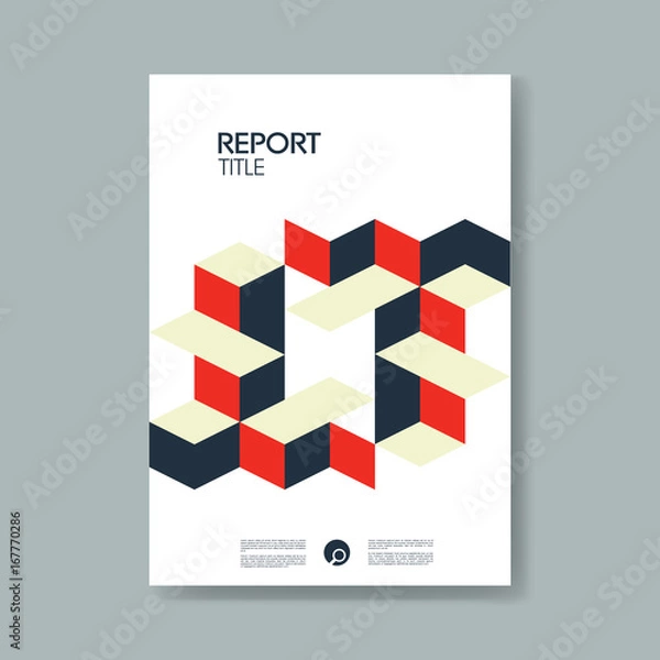 Fototapeta Annual business report cover template with modern material design isometric cubes style vector background.