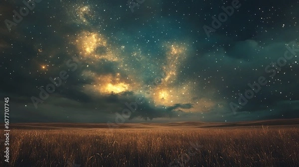 Fototapeta Aurora green light shining magnificently through universe high resolution picture