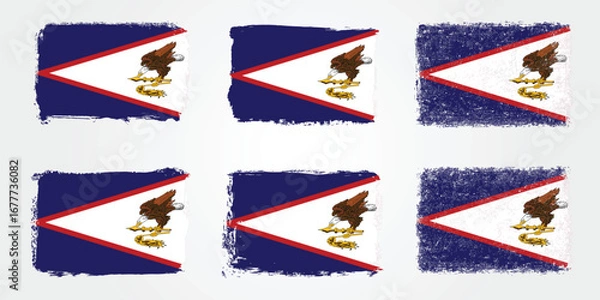 Fototapeta American Samoa flag collection with grunge and brush stroke effects