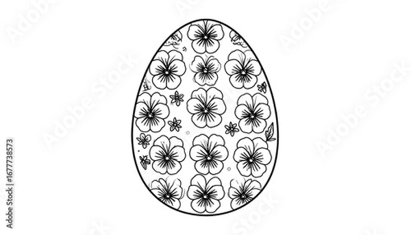 Obraz A decorative egg design is outlined with intricate flower patterns.