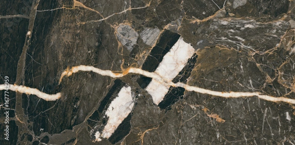 Obraz dark breccia marble high resulation texture 