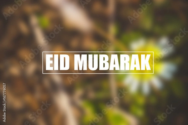 Obraz Eid Mubarak Card with blurring nature Background