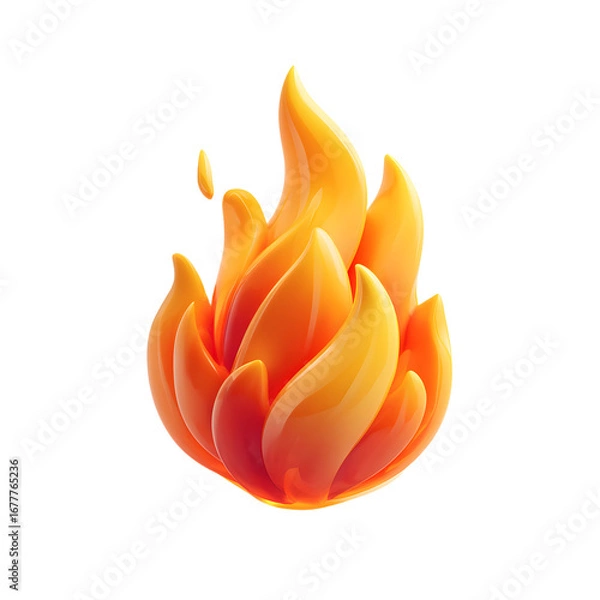 Fototapeta Vibrant 3d fire emoji icon glowing with intense heatagainst a dark background