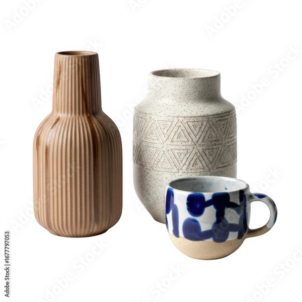 Fototapeta Ceramic vessels isolated on transparent background