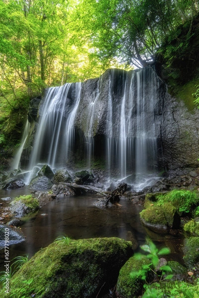 Fototapeta 新緑の達沢不動滝
