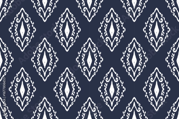 Fototapeta Ethnic seamless ikat fabric pattern design for all types of print textiles and backgrounds	