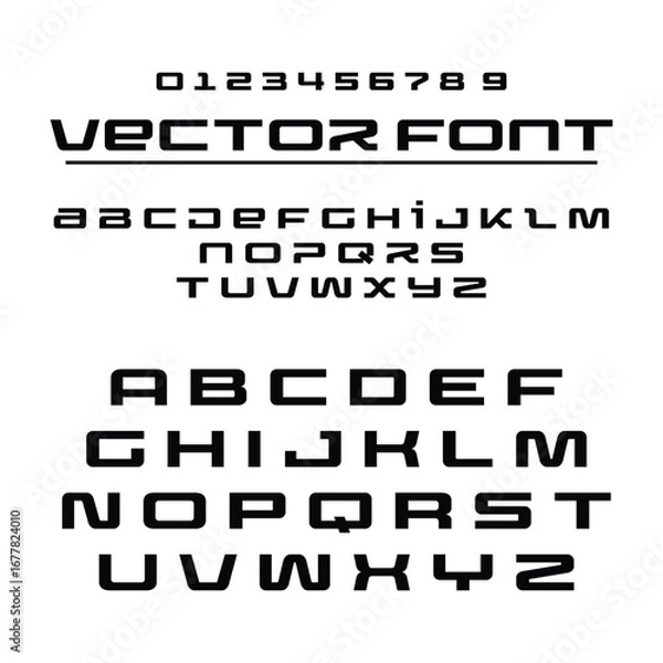 Obraz Vector Font - Modern Square Sans Serif Font on White Background