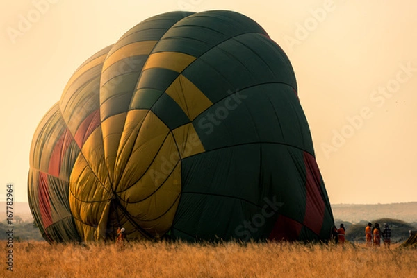 Obraz The Balloon Safari adventure starts early morning when you depart your lodge or camp. It is still dark and you may be fortunate to see nocturnal animals on the way to the.launch site.