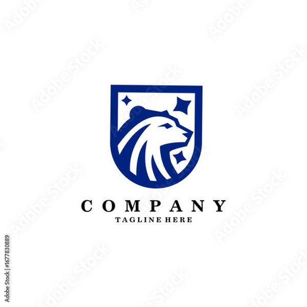 Fototapeta bear shield logo design vector