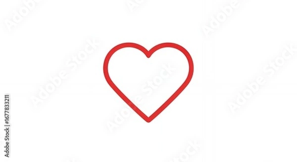 Obraz Minimalist Red Heart Outline on White Background for Love Romantic Relationship or Health Concepts