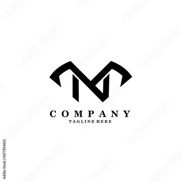 Fototapeta initial letter MN modern logo design vector