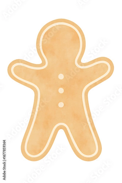 Fototapeta gingerbread cookie watercolor illustration PNG with transparent background and festive mood