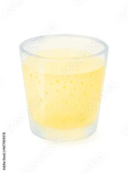 Fototapeta apple cider watercolor illustration PNG with transparent background and soft yellow tone