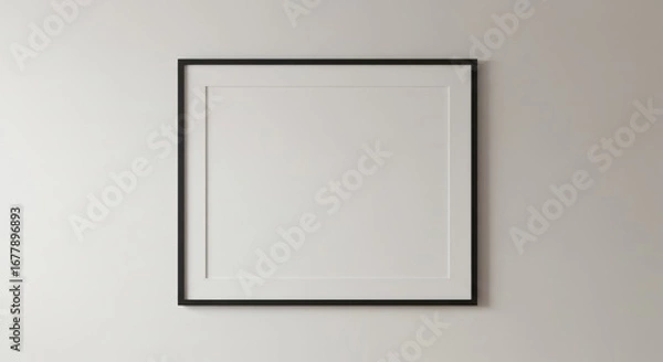 Fototapeta Minimalist Black Frame on White Wall: Clean, Modern, and Elegant Mockup