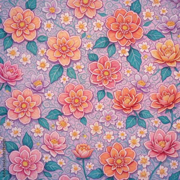 Fototapeta seamless pattern with flowers