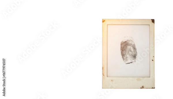Fototapeta Detailed human fingerprint impression on a white paper document for identification.