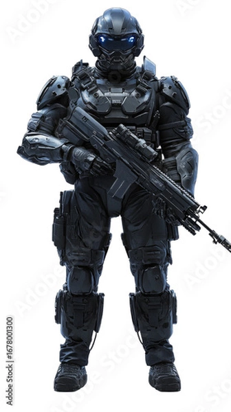 Fototapeta Sci-Fi Warrior in High-Tech Tactical Armor