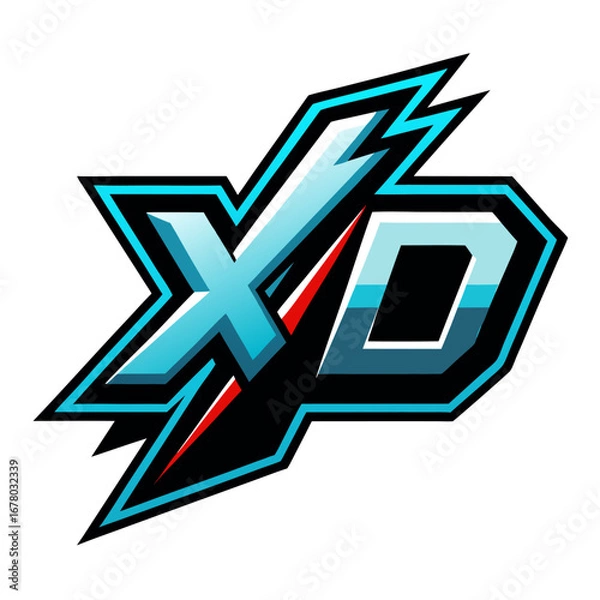 Obraz Slanted "X" and "D" Lettermark with Glowing Stroke Outlines and Tech-Inspired Styling