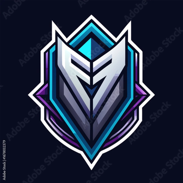 Obraz Geometric Esports Logo with Negative Space, Sharp Corners, and Metallic Texture