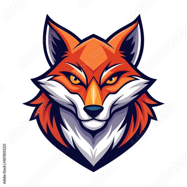 Obraz Angular Fox Head Logo with Layered Colors and Intense Expression