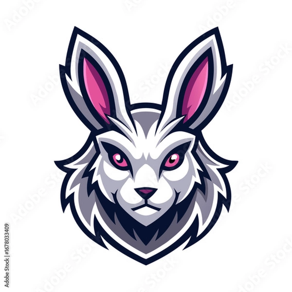 Obraz Playful Stylized Rabbit Head Logo with Smooth Contours and Monochrome Esports Aesthetic