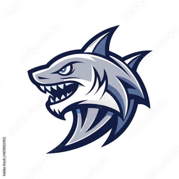 Obraz Minimalist Sea Predator Icon with Thick Lines and Aggressive Centered Expression