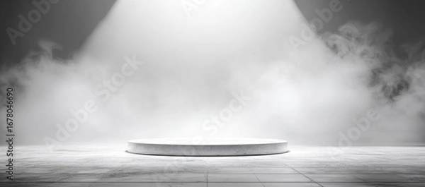 Obraz Spotlight on platform, fog