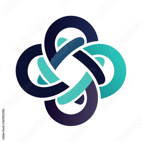 Obraz Abstract Teal and Navy Link Symbol with Interlocked Curves for Medical or Team Branding