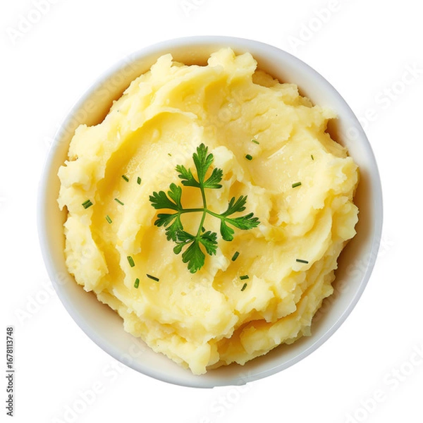 Fototapeta Mashed potato top view isolate on transparency background