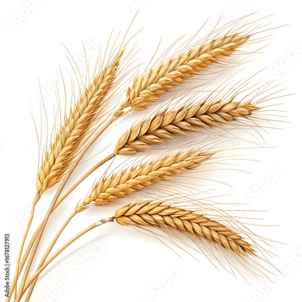 Fototapeta Close-up of rye grains isolated on a white background, highlighting their elongated shape