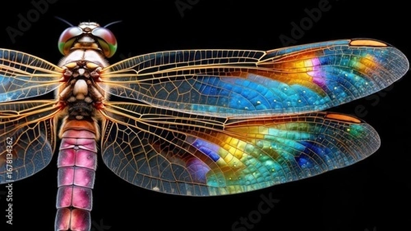Fototapeta Detailed close-up of a colorful dragonfly