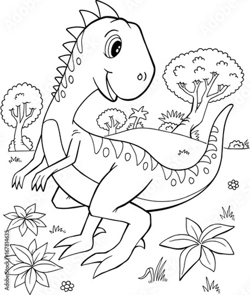 Fototapeta Cute Velociraptor Dinosaur Vector Illustration Art