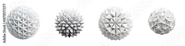 Fototapeta Abstract White Geometric Sphere Collection on White Background