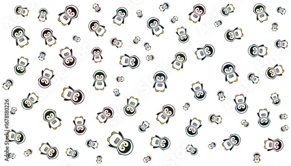 Fototapeta Astronaut Penguin Cartoon Random Pattern Vector